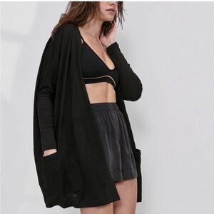 Lunya Linen Knit Cardigan Black